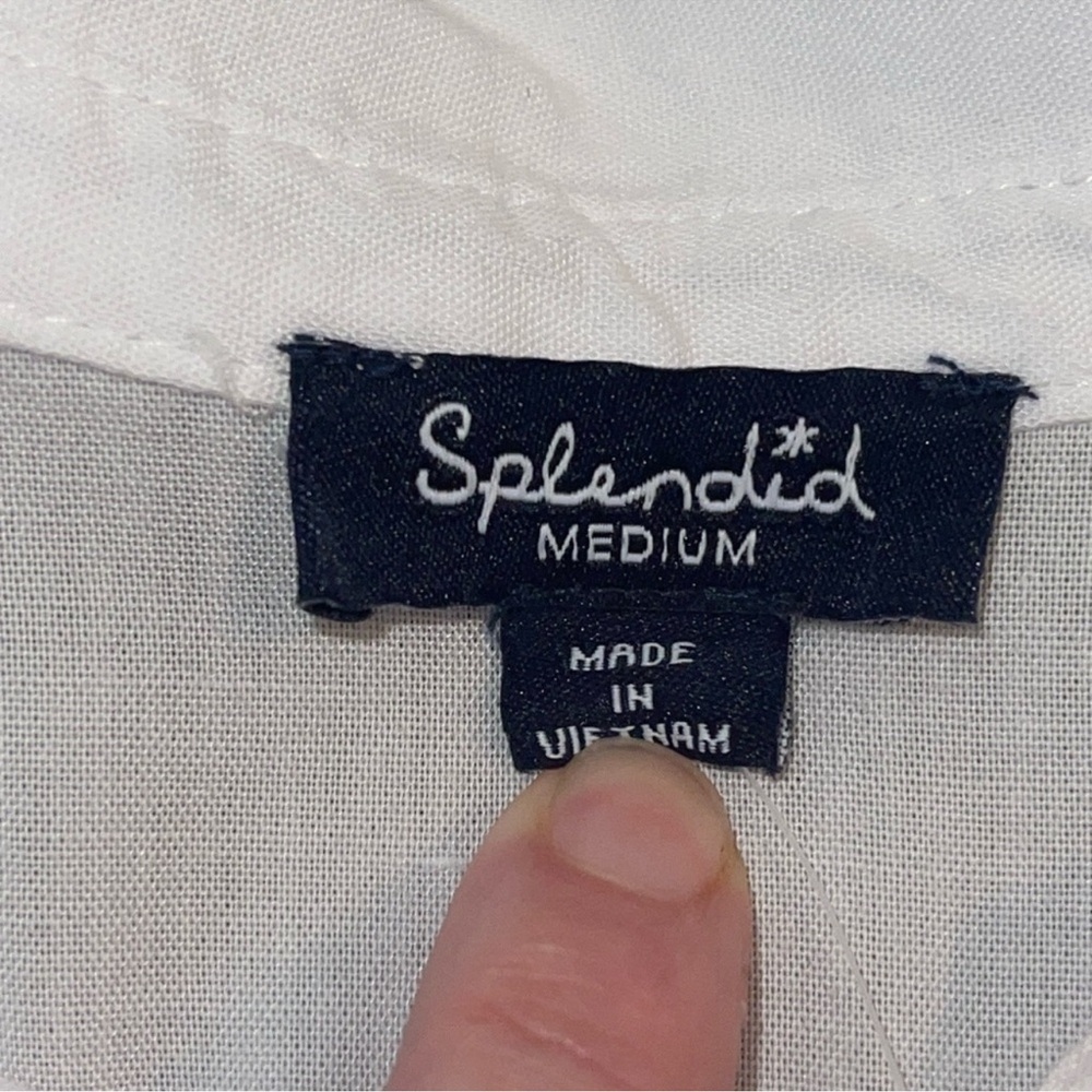 NWOT Splendid Classic White Button-Front Short Sleeve Shirt Sz. MD - Picture 8 of 14